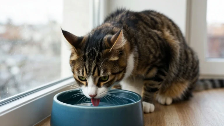 Old Cat Drinking Excessive Water